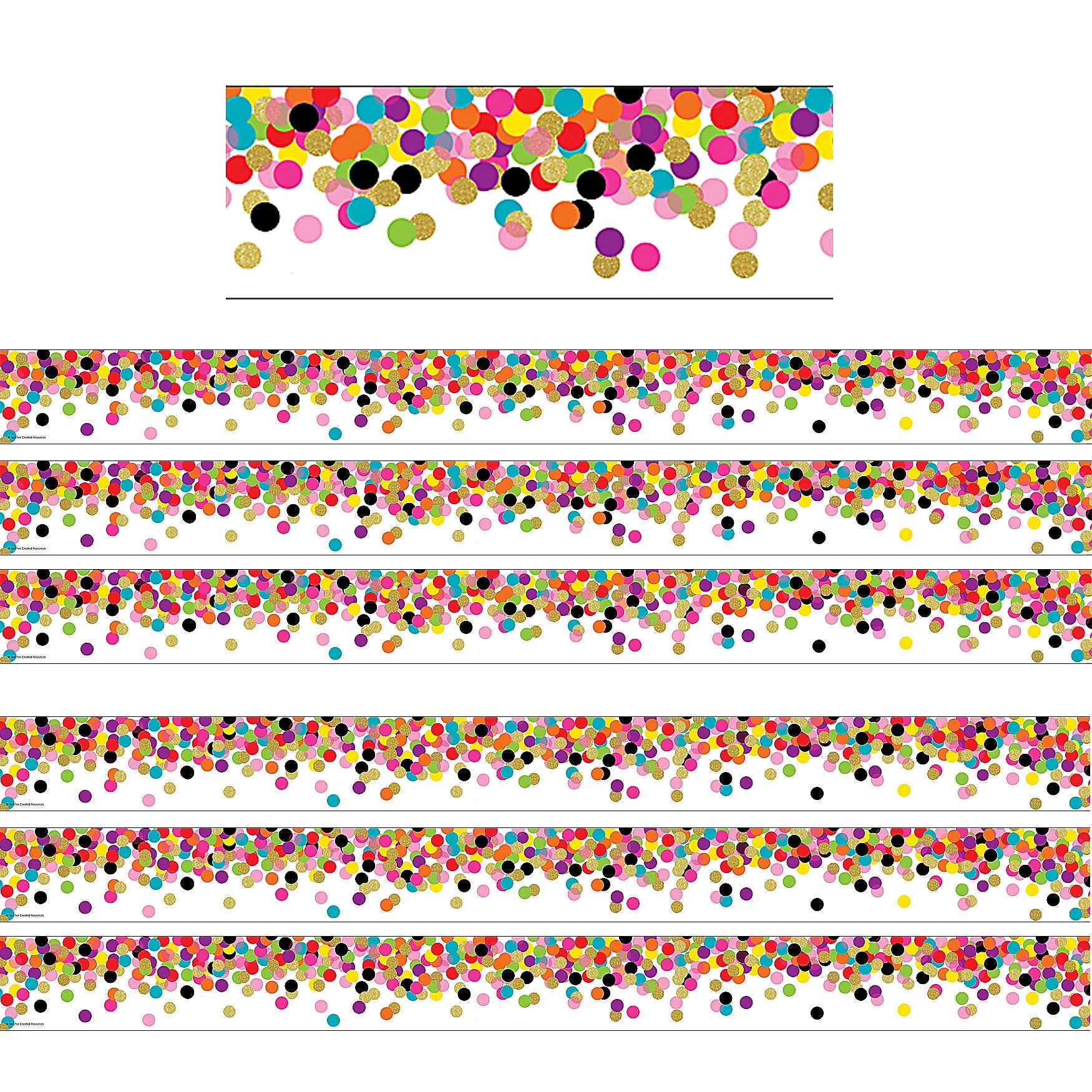 Teacher Created Resources Confetti Straight Border Trim, 35 Feet Per Pack, 6 Packs (TCR5609-6)
