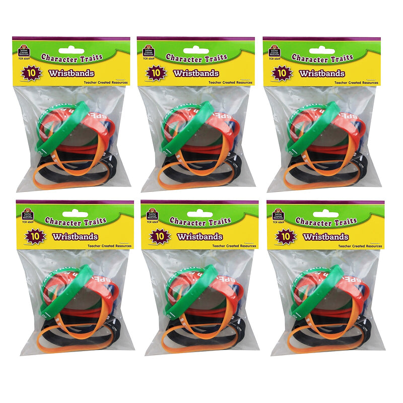 Teacher Created Resources® Character Traits Wristband, Assorted, 10 Per Pack, 6 Packs (TCR6569-6)