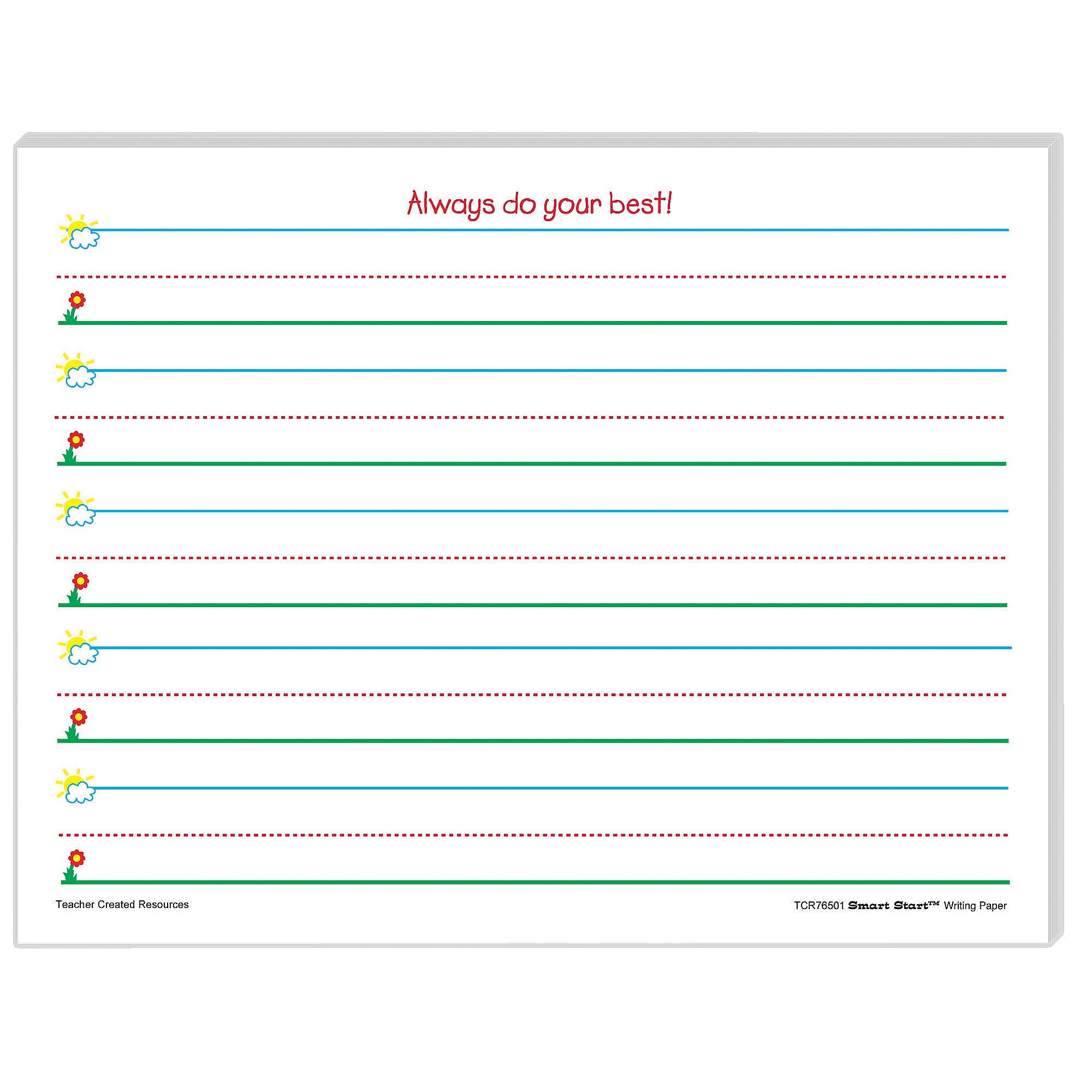 Teacher Created Resources Smart Start Handwriting Practice Paper, 8.5" x 11", White, 100 Sheets/Pack, 2 Packs/Bundle