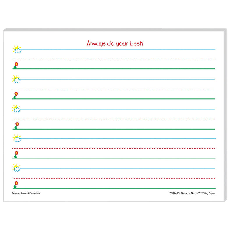 Teacher Created Resources Smart Start Handwriting Practice Paper, 8.5" x 11", White, 100 Sheets/Pack, 2 Packs/Bundle