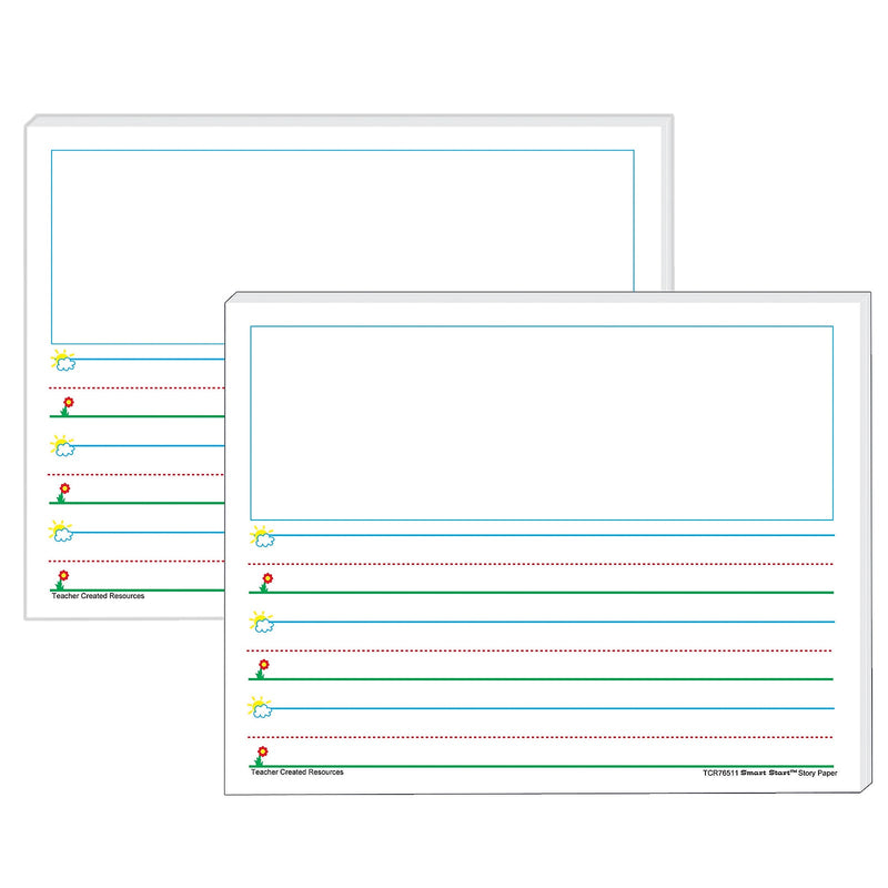 Teacher Created Resources 11" x 8.5" Smart Start K-1,  Story Paper, White, 100 Sheets Per Pack, 2 Packs (TCR76511-2)