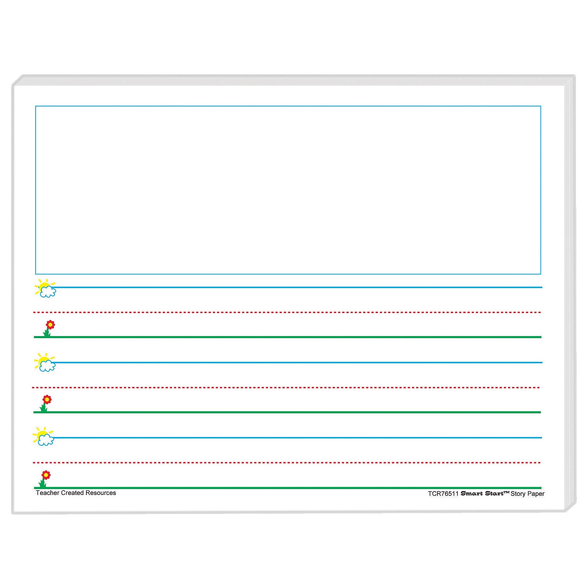 Teacher Created Resources 11" x 8.5" Smart Start K-1,  Story Paper, White, 100 Sheets Per Pack, 2 Packs (TCR76511-2)