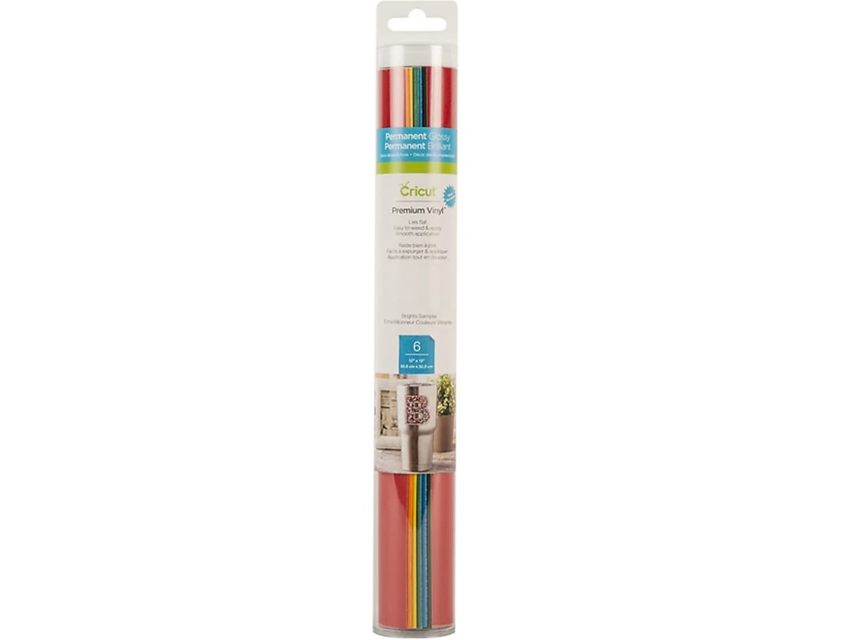 Cricut Premium Vinyl Permanent, 12" x 12", Brights, 6 Sheets/Pack (2005213)