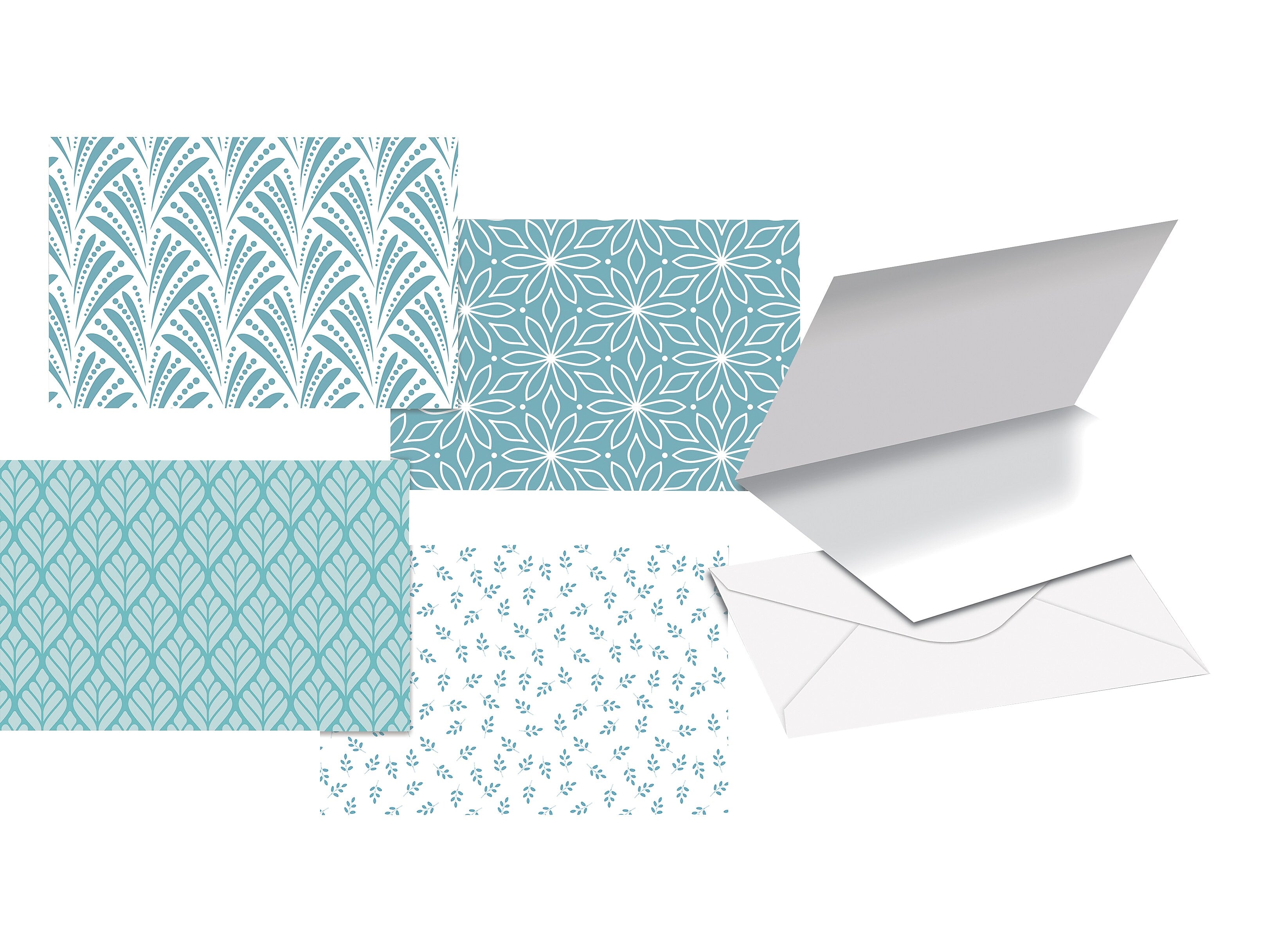 Better Office Cards with Envelopes, 4" x 6", Blue Hue Floral, 100/Pack (64566-100PK)