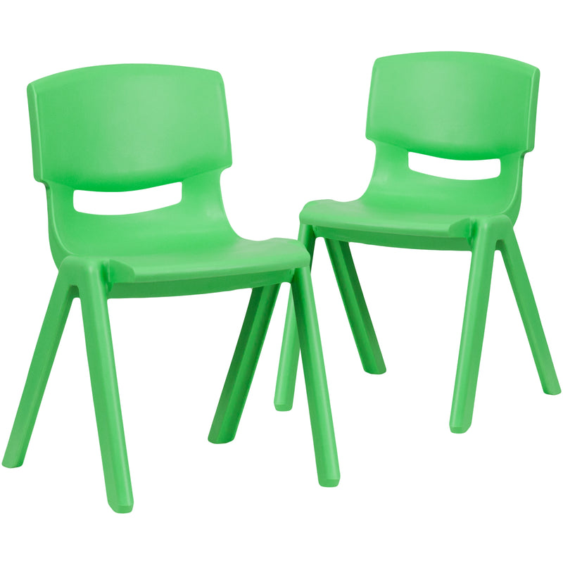 Flash Furniture Whitney Plastic Student Stackable Chair, Green, 2 Pack (2YUYCX004GREEN)