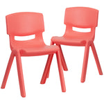 Flash Furniture Whitney Plastic Student Stackable Chair, Red, 2 Pack (2YUYCX004RED)