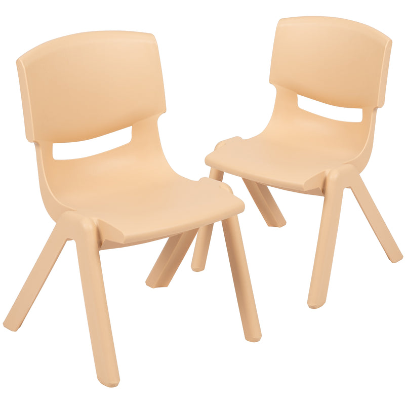 Flash Furniture Plastic School Chair with 10.5" Seat Height, Natural, 2-Pieces (2YUYCX003NAT)