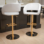 Flash Furniture Contemporary Vinyl Cutout Back Barstool, Adjustable Height, White, 2-Pieces (2CH122070WHG)