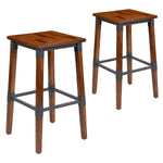Flash Furniture Jackson Industrial Wood Dining Barstool without Back, Rustic Antique Walnut, 2-Pieces/Pack (2XUDGW0247B)