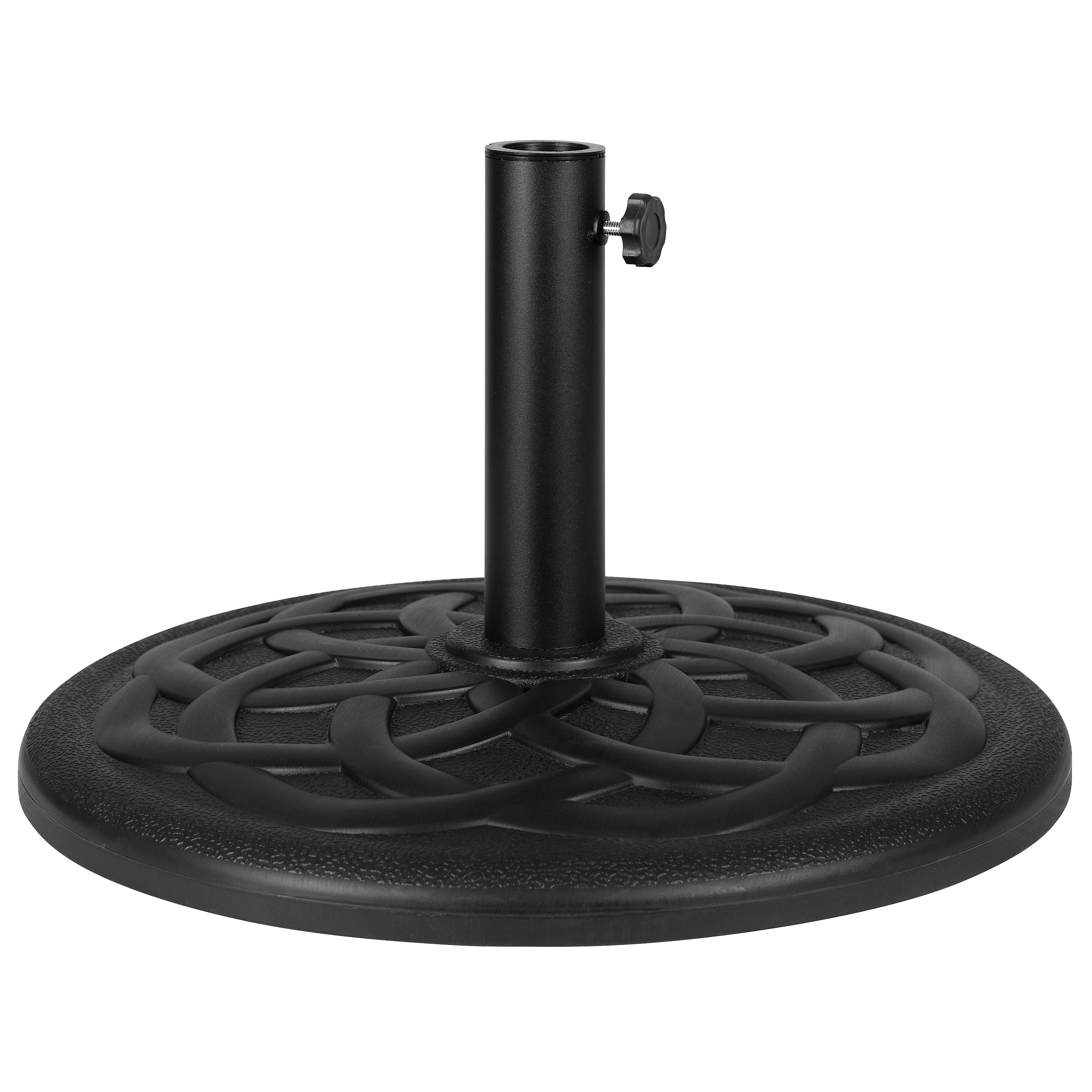 Flash Furniture Cement Patio Umbrella Base with Weatherproof Plastic Polymer Coating - 19.25" Diameter, Black (GMUB19BZ)