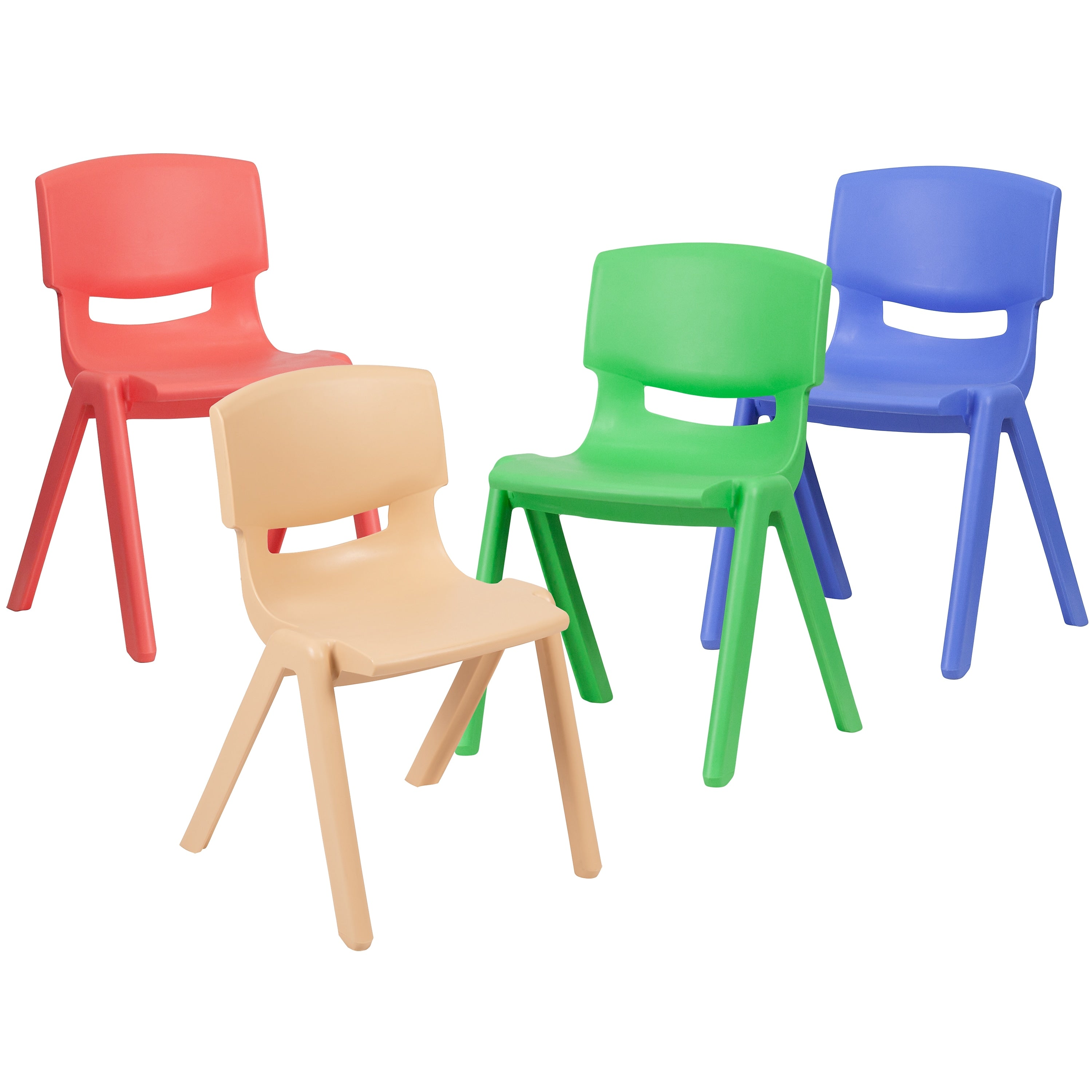 Flash Furniture Whitney Plastic Student Stackable Chair, Assorted Colors, 4 Pack (4YUYCX4004MULTI)
