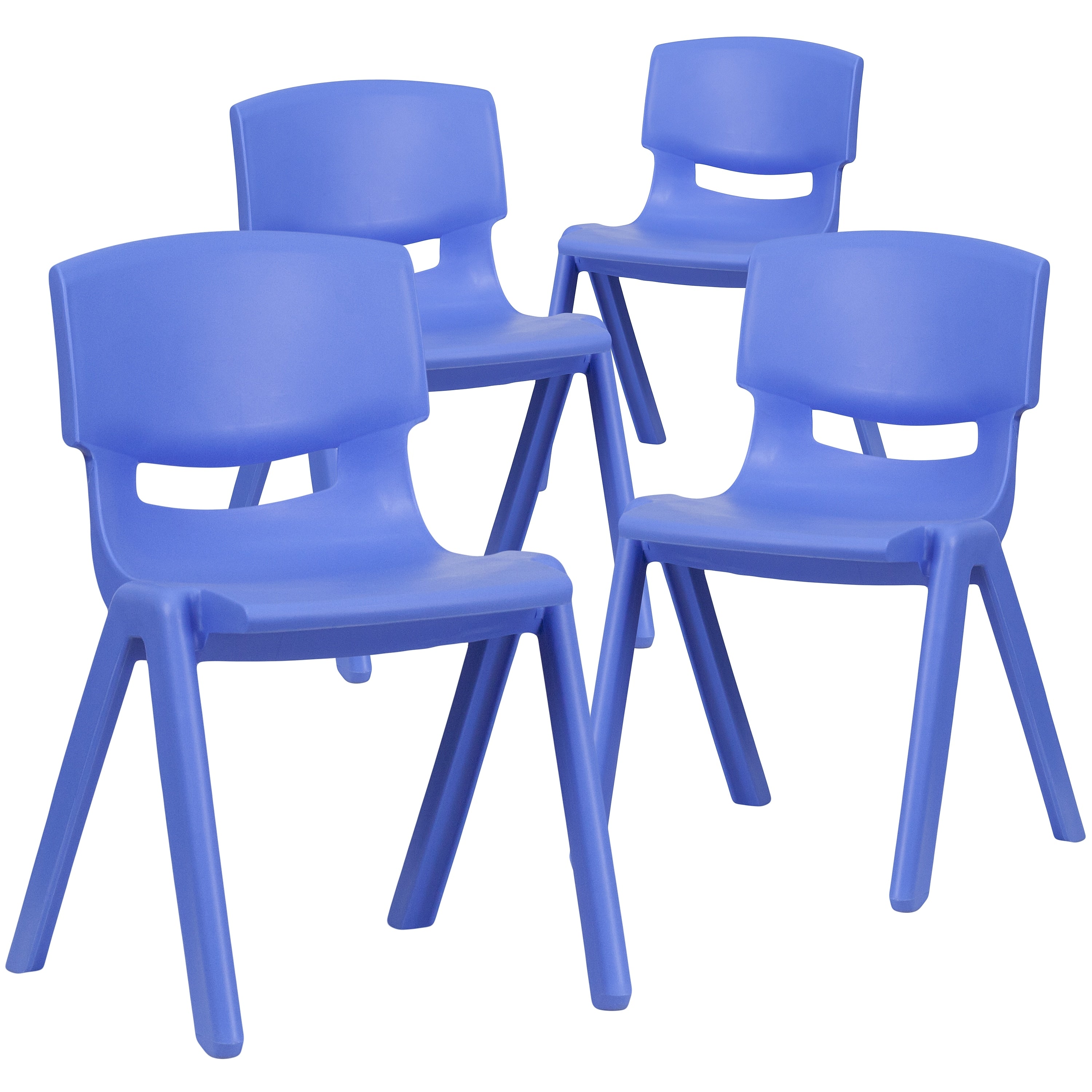 Flash Furniture Whitney Plastic Student Stackable Chair, Blue, 4 Pack (4YUYCX4004BLUE)