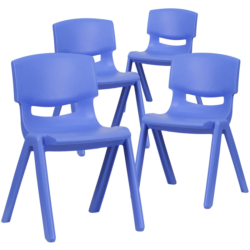 Flash Furniture Whitney Plastic Student Stackable Chair, Blue, 4 Pack (4YUYCX4004BLUE)