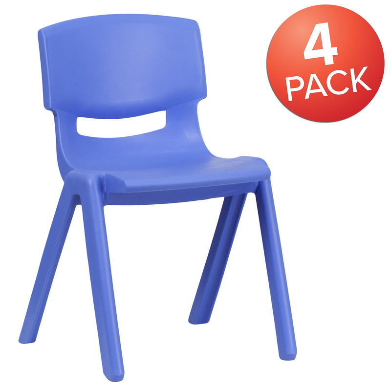 Flash Furniture Whitney Plastic Student Stackable Chair, Blue, 4 Pack (4YUYCX4004BLUE)