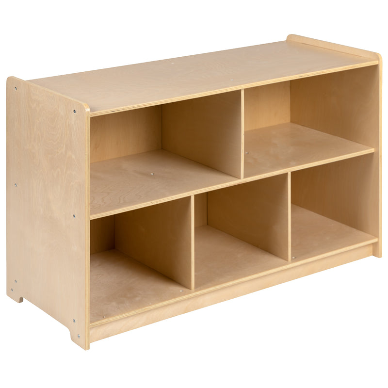 Flash Furniture 24"H x 36"L Wooden 5 Section School Classroom Storage Cabinet, Natural (MKSTRG004)