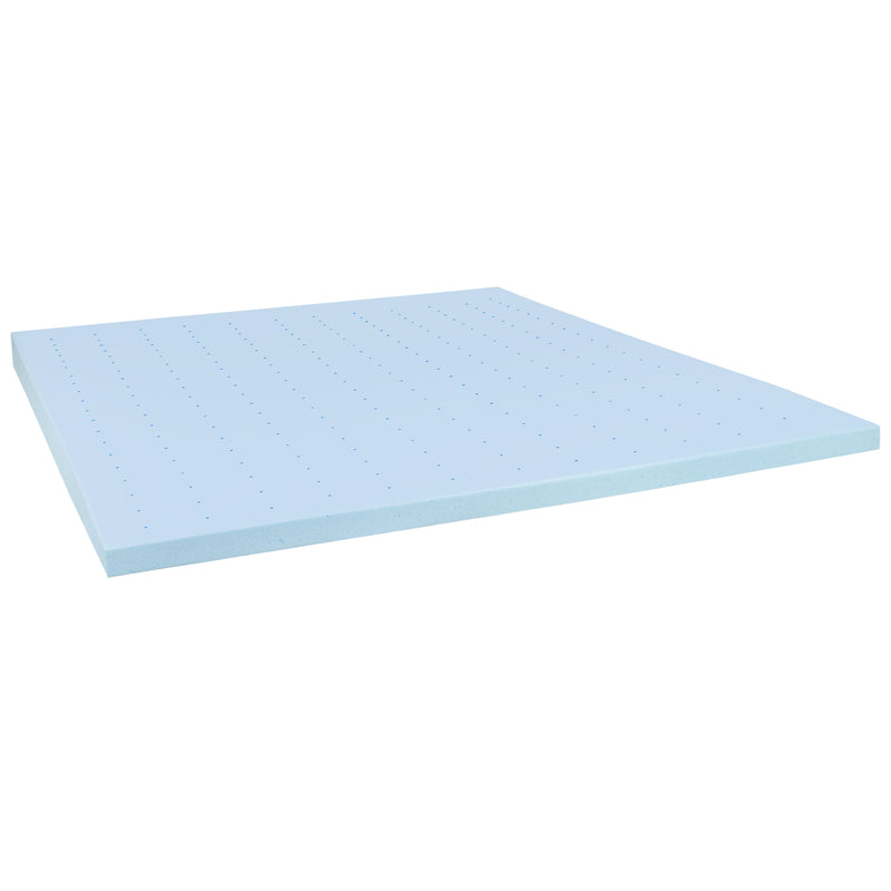 Flash Furniture Capri Comfortable Sleep King Size Cooling Gel Memory Foam Mattress Topper, Blue, 75.5" x 81" x 3" (MRM353K)