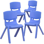 Flash Furniture Whitney Plastic Student Stackable Chair, Blue, 4 Pack (4YUYCX4001BLUE)