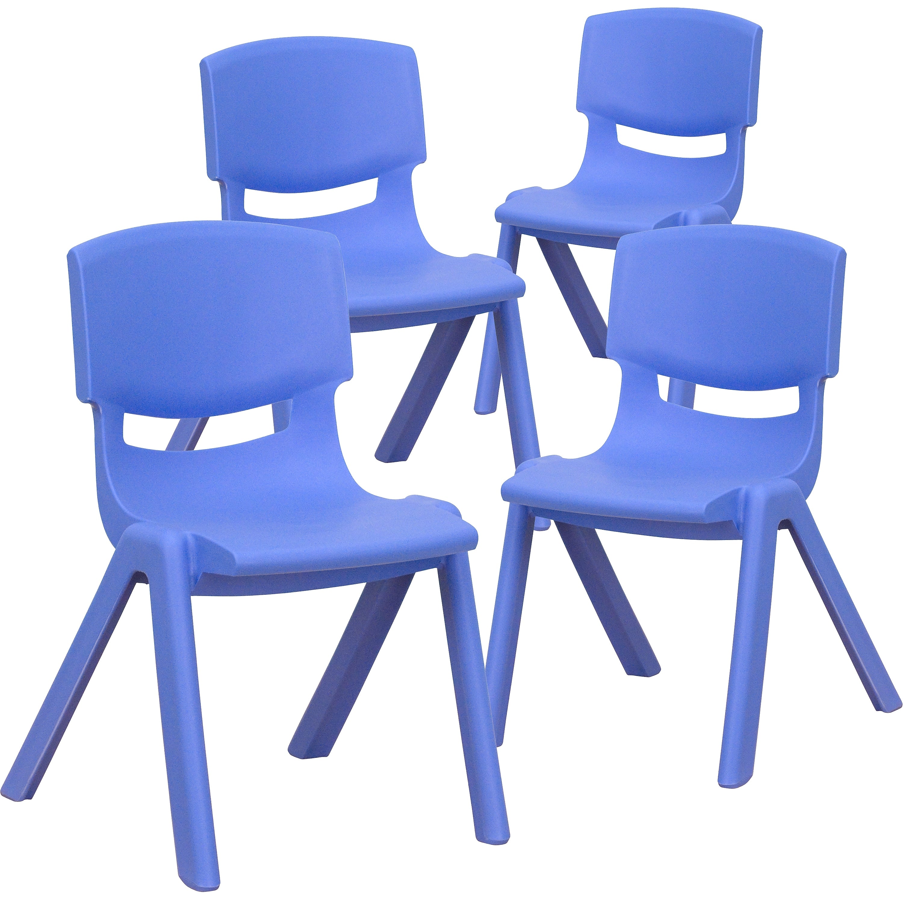 Flash Furniture Whitney Plastic Student Stackable Chair, Blue, 4 Pack (4YUYCX4001BLUE)