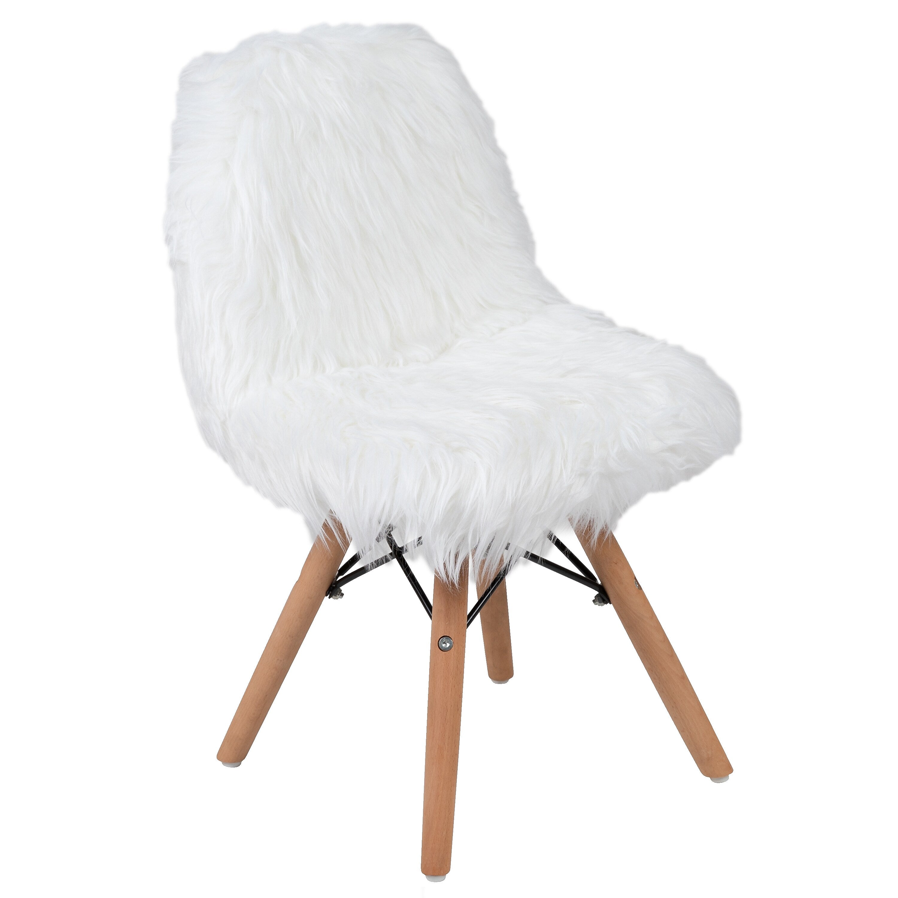 Flash Furniture Fabric Kids Shaggy Dog Accent Chair, White (DLDA20181W)