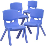 Flash Furniture Plastic School Chair with 10.5" Seat Height, Blue, 4-Pieces (4YUYCX4003BLUE)