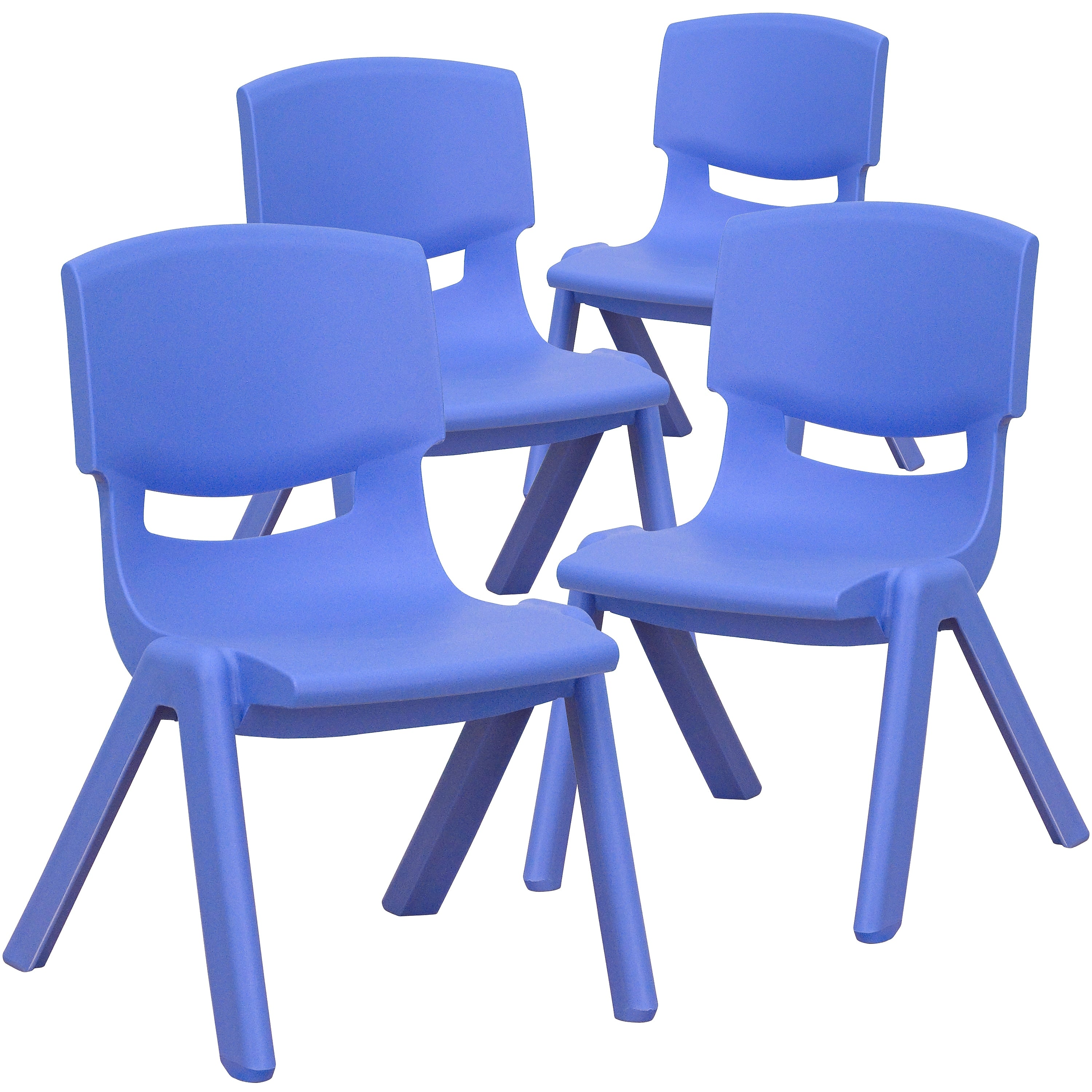 Flash Furniture Plastic School Chair with 10.5" Seat Height, Blue, 4-Pieces (4YUYCX4003BLUE)