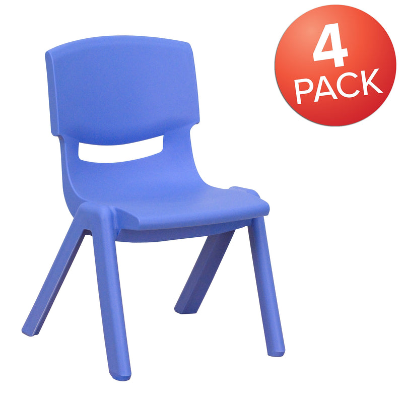 Flash Furniture Plastic School Chair with 10.5" Seat Height, Blue, 4-Pieces (4YUYCX4003BLUE)