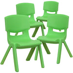 Flash Furniture Plastic School Chair with 10.5" Seat Height, Green, 4-Pieces (4YUYCX4003GREEN)