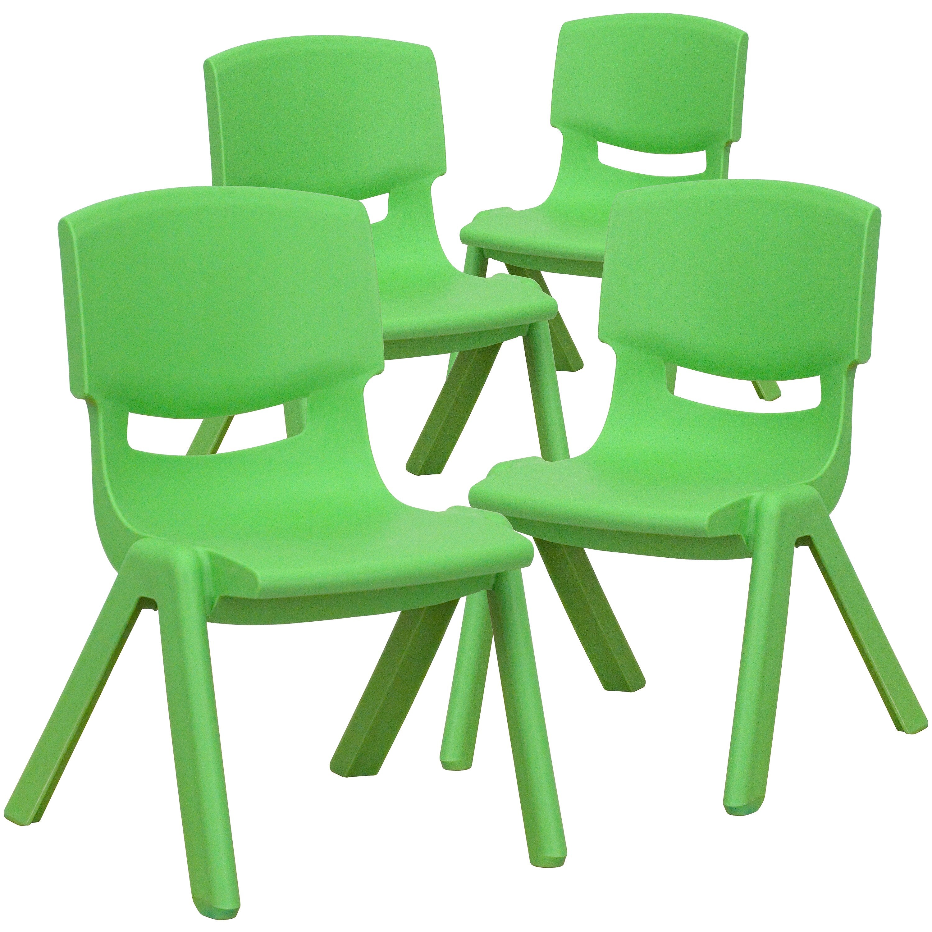 Flash Furniture Plastic School Chair with 10.5" Seat Height, Green, 4-Pieces (4YUYCX4003GREEN)