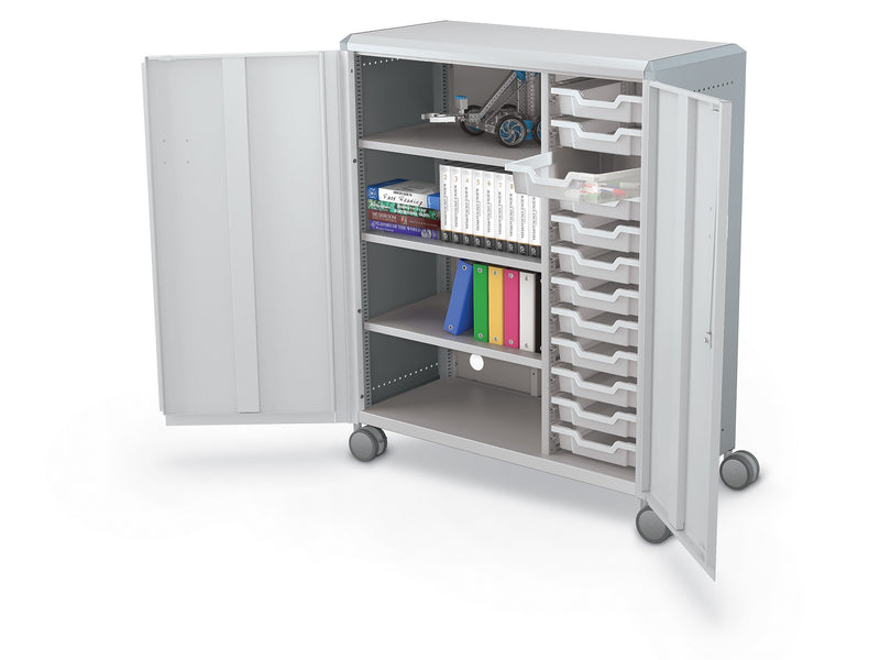 MooreCo Compass Maxi H3 Mobile 16-Section Storage Cabinets, 51.13"H x 41.88"W x 19.13"D, Platinum/Cool Gray Metal (C3A1B2A1X2)