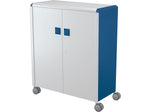 MooreCo Compass Maxi H3 Mobile 16-Section Storage Cabinet, 51.13"H x 41.88"W x 19.13"D, Platinum/Navy Metal (C3A1J2A1X2)
