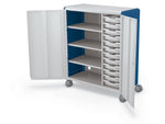 MooreCo Compass Maxi H3 Mobile 16-Section Storage Cabinet, 51.13"H x 41.88"W x 19.13"D, Platinum/Navy Metal (C3A1J2A1X2)