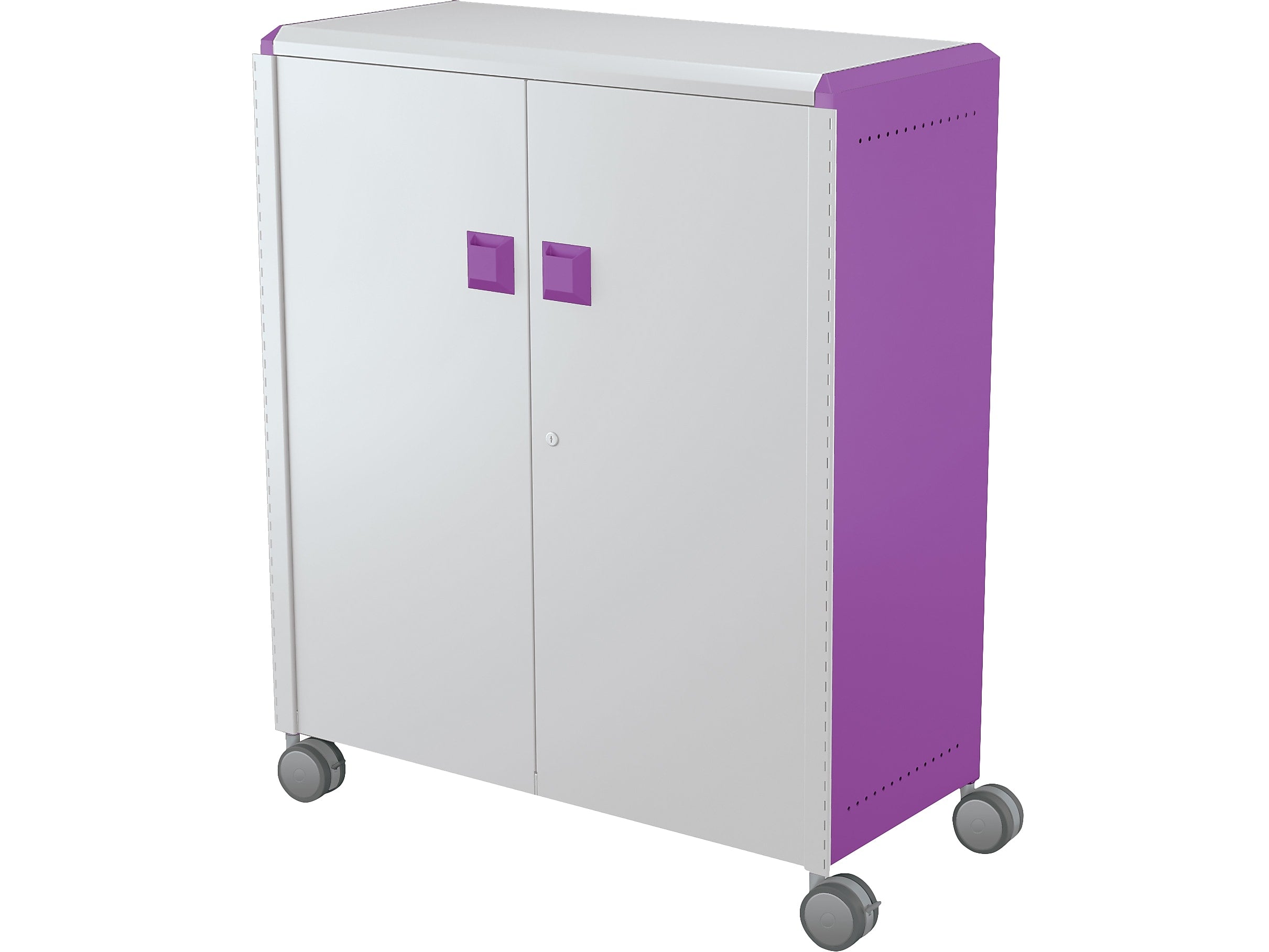 MooreCo Compass Maxi H3 Mobile 16-Section Storage Cabinets, 51.13"H x 41.88"W x 19.13"D, Platinum/Purple Metal (C3A1D2A1X2)