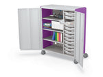 MooreCo Compass Maxi H3 Mobile 16-Section Storage Cabinets, 51.13"H x 41.88"W x 19.13"D, Platinum/Purple Metal (C3A1D2A1X2)