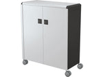 MooreCo Compass Maxi H3 Mobile 16-Section Storage Cabinet, 51.13"H x 41.88"W x 19.13"D, Platinum/Black Metal (C3A1A2A1X2)