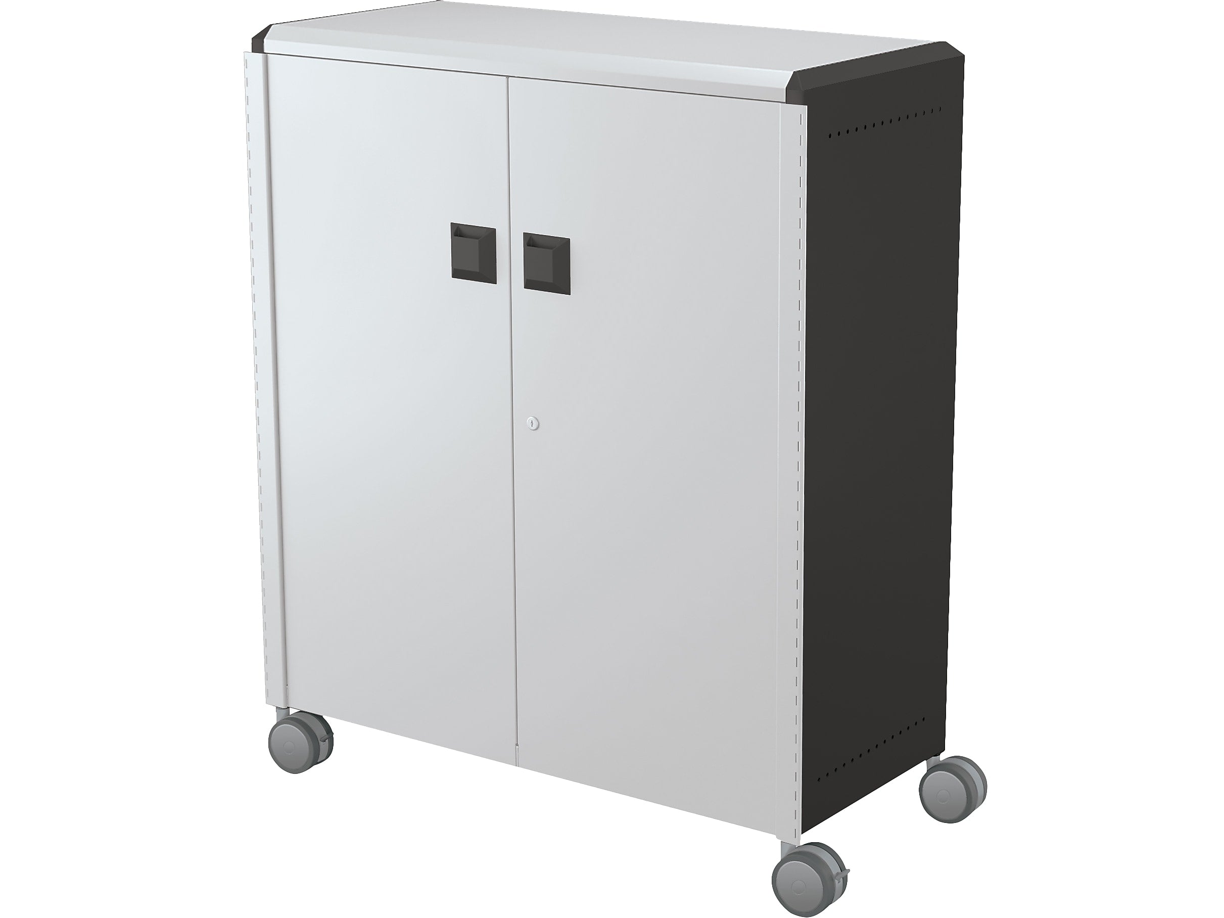 MooreCo Compass Maxi H3 Mobile 16-Section Storage Cabinet, 51.13"H x 41.88"W x 19.13"D, Platinum/Black Metal (C3A1A2A1X2)