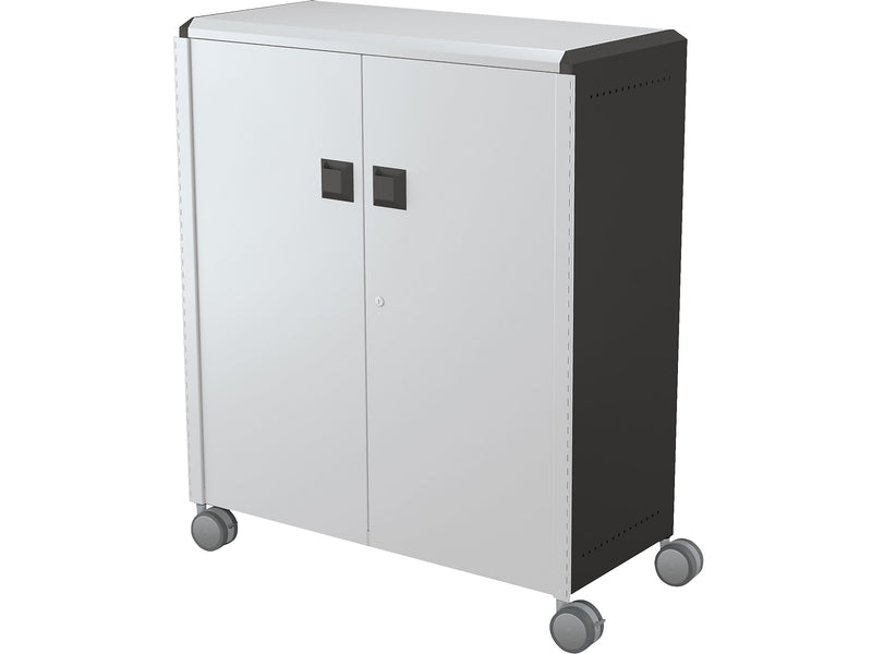 MooreCo Compass Maxi H3 Mobile 16-Section Storage Cabinet, 51.13"H x 41.88"W x 19.13"D, Platinum/Black Metal (C3A1A2A1X2)