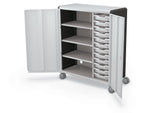 MooreCo Compass Maxi H3 Mobile 16-Section Storage Cabinet, 51.13"H x 41.88"W x 19.13"D, Platinum/Black Metal (C3A1A2A1X2)
