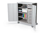 MooreCo Compass Maxi H3 Mobile 16-Section Storage Cabinet, 51.13"H x 41.88"W x 19.13"D, Platinum/Black Metal (C3A1A2A1X2)