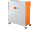 MooreCo Compass Maxi H3 Mobile 16-Section Storage Cabinet, 51.13"H x 41.88"W x 19.13"D, Platinum/Orange Metal (C3A1H2A1X2)