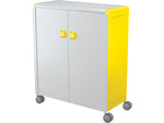 MooreCo Compass Maxi H3 Mobile 16-Section Storage Cabinet, 51.13"H x 41.88"W x 19.13"D, Platinum/Yellow Metal (C3A1G2A1X2)