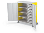 MooreCo Compass Maxi H3 Mobile 16-Section Storage Cabinet, 51.13"H x 41.88"W x 19.13"D, Platinum/Yellow Metal (C3A1G2A1X2)