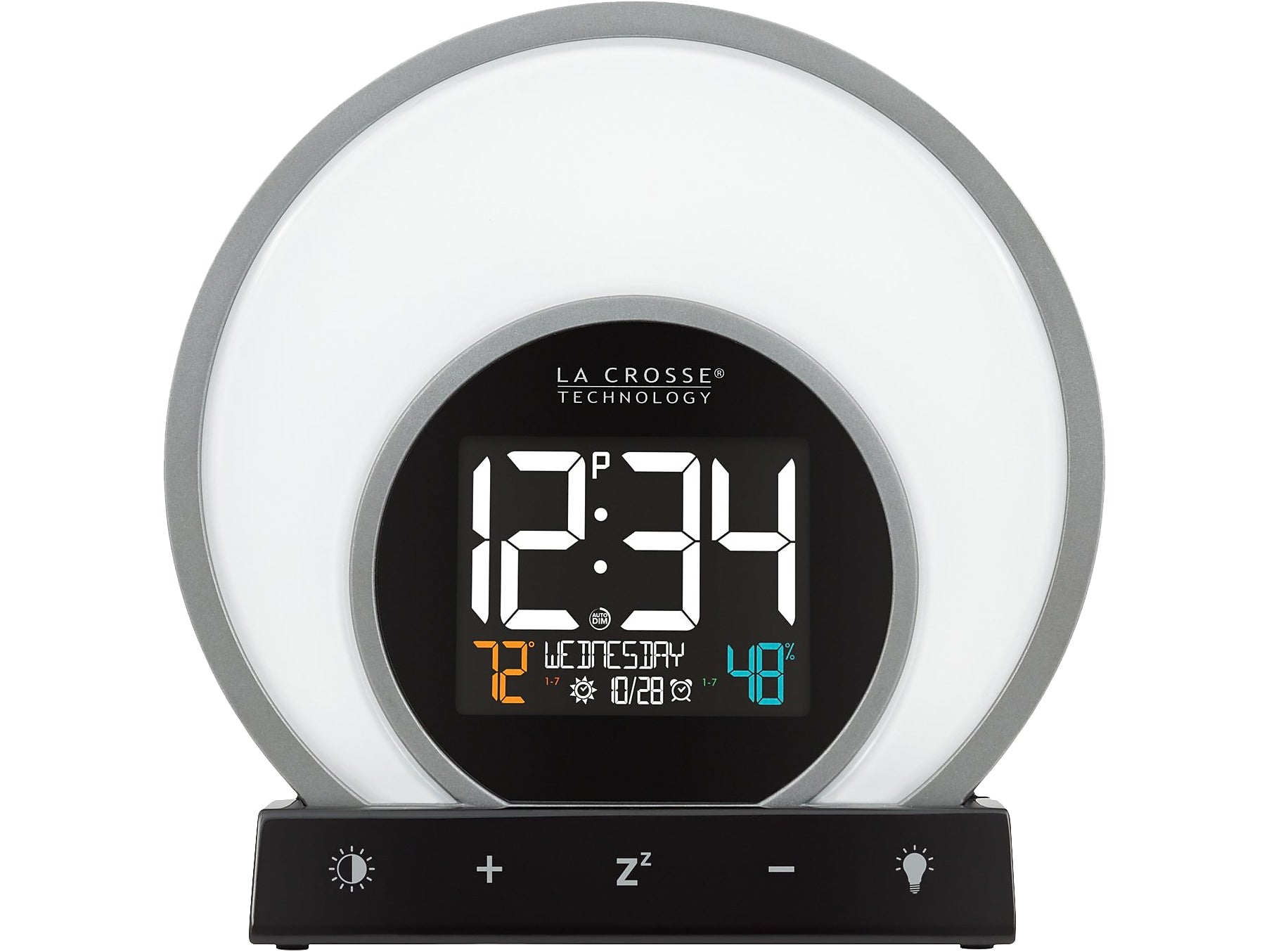 La Crosse Technology Soluna Light Color-Changing Alarm Clock, 6.71"H x 6.81"W x 2.69"D (C79141)