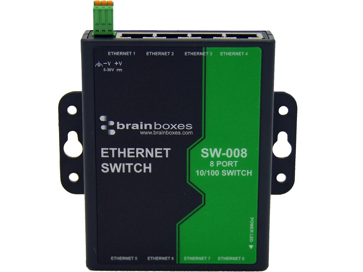 Brainboxes SW-008 8-Port Fast Ethernet Wall Mountable Switch