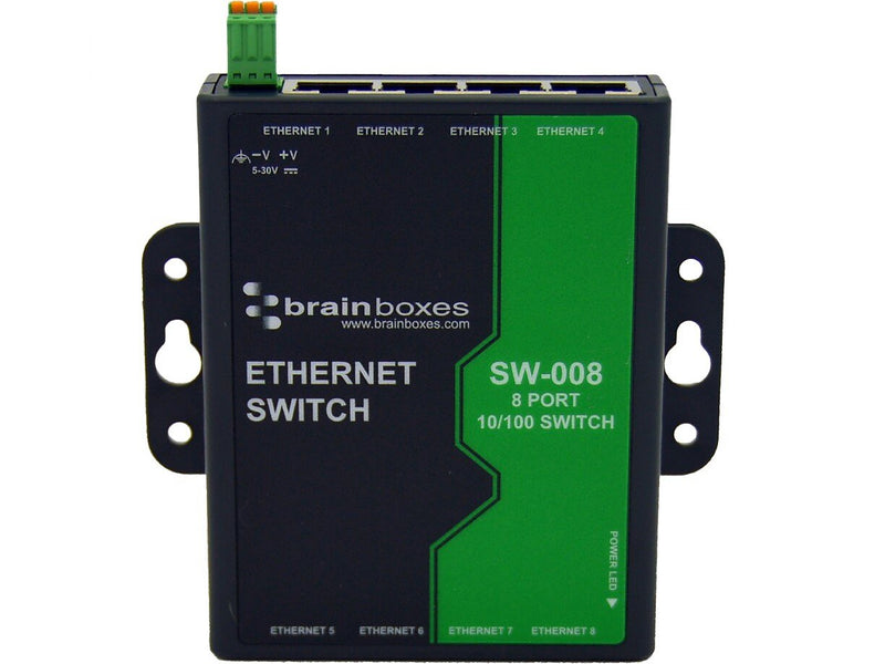 Brainboxes SW-008 8-Port Fast Ethernet Wall Mountable Switch