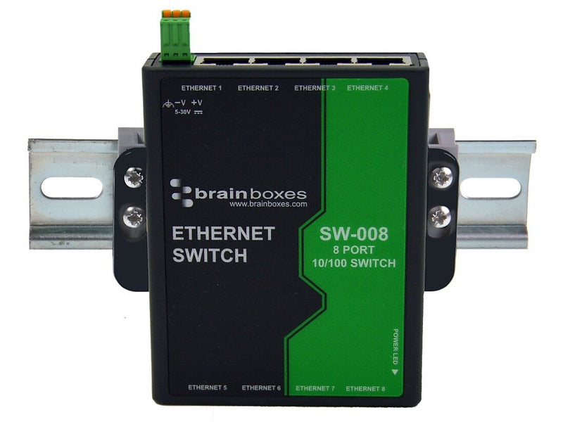 Brainboxes SW-008 8-Port Fast Ethernet Wall Mountable Switch