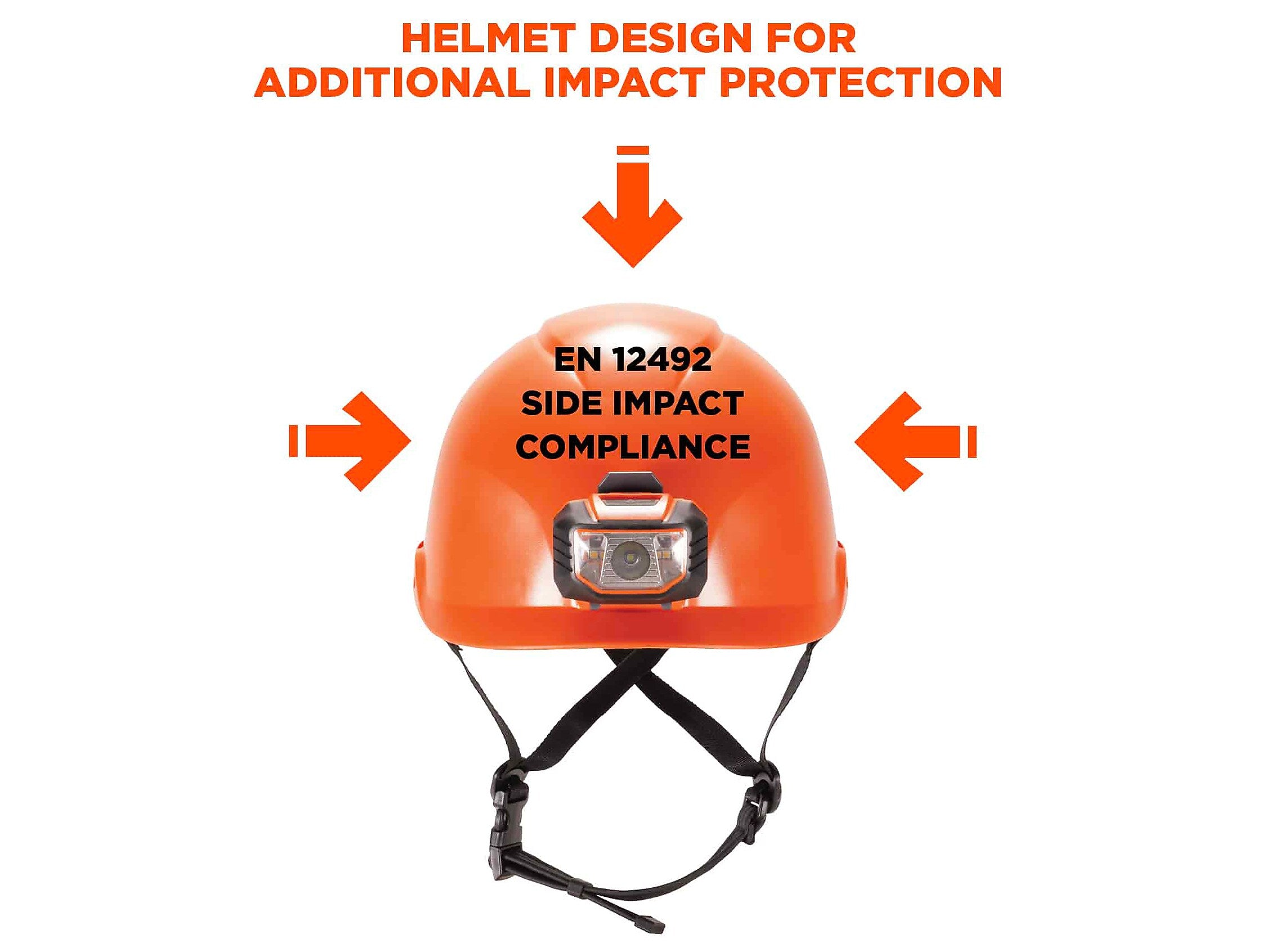 Ergodyne Skullerz 8974 Class E Safety Helmet & LED Light with MIPS Technology, 6-Point Suspension, Orange (60213)