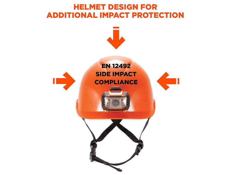 Ergodyne Skullerz 8974 Class E Safety Helmet & LED Light with MIPS Technology, 6-Point Suspension, Orange (60213)