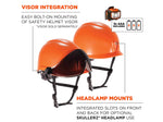 Ergodyne Skullerz 8974 Class E Safety Helmet & LED Light with MIPS Technology, 6-Point Suspension, Orange (60213)