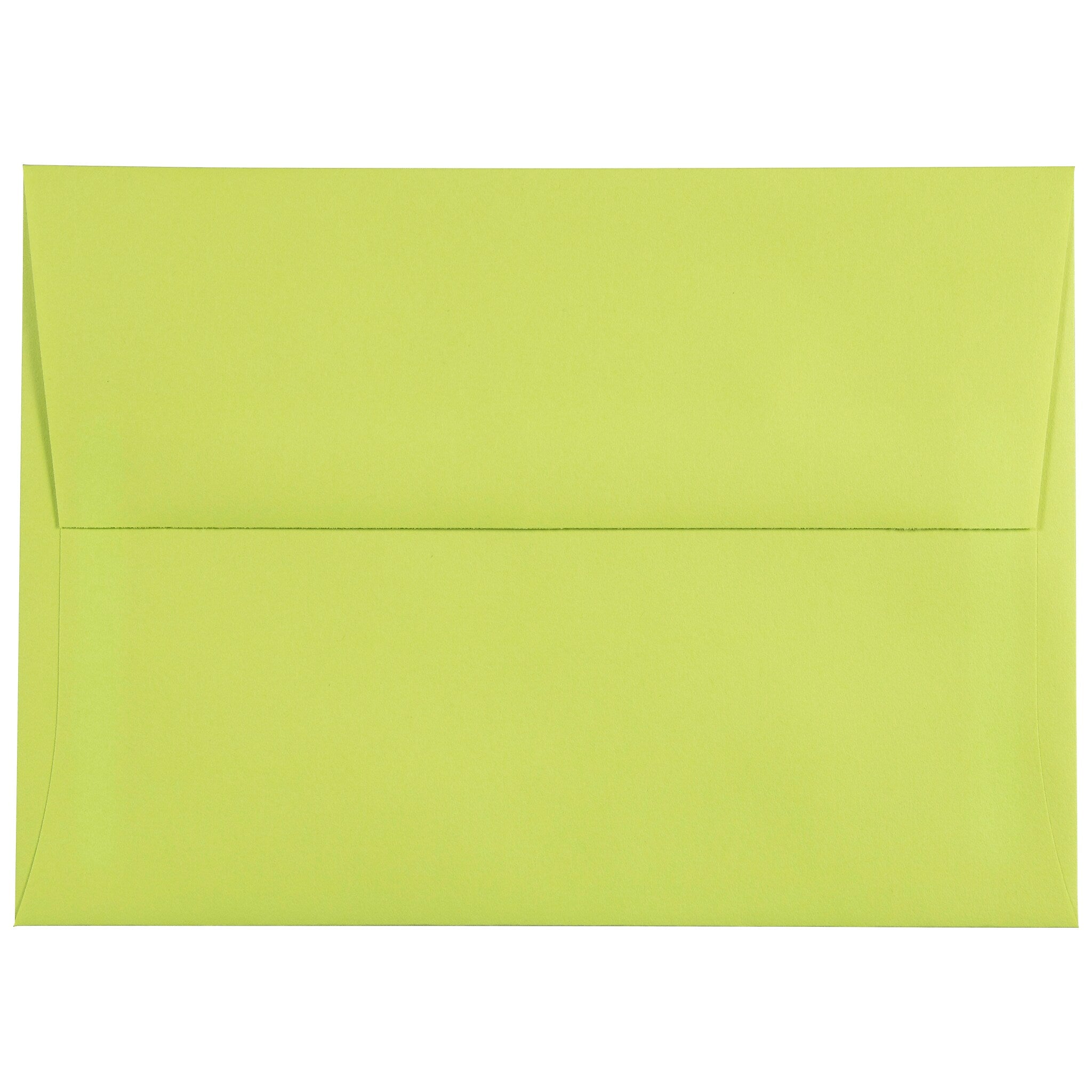 JAM Paper A7 Colored Invitation Envelopes, 5.25 x 7.25, Ultra Lime Green, 25/Pack (96151)