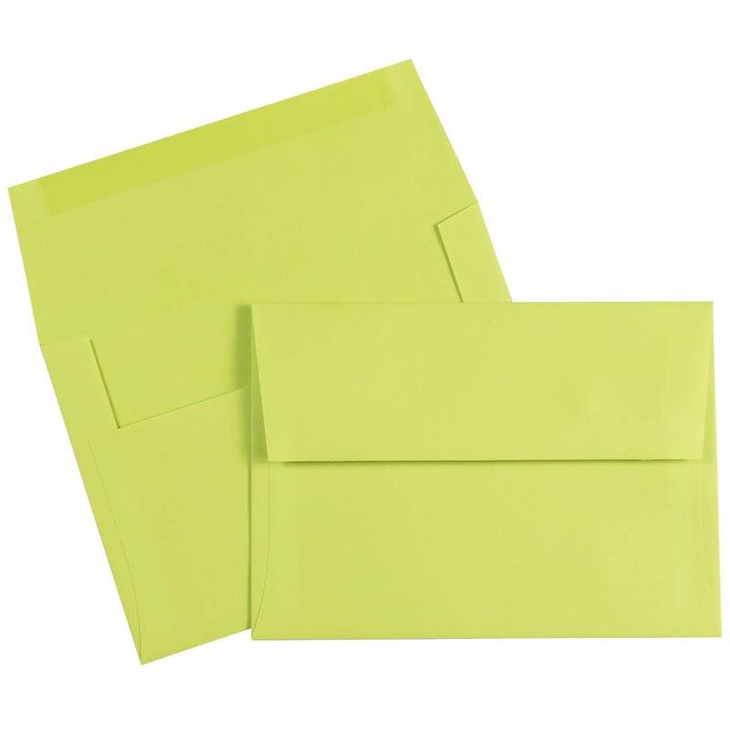 JAM Paper A7 Colored Invitation Envelopes, 5.25 x 7.25, Ultra Lime Green, 25/Pack (96151)